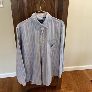 Men’s Chaps Blue Striped Button Down Shirt